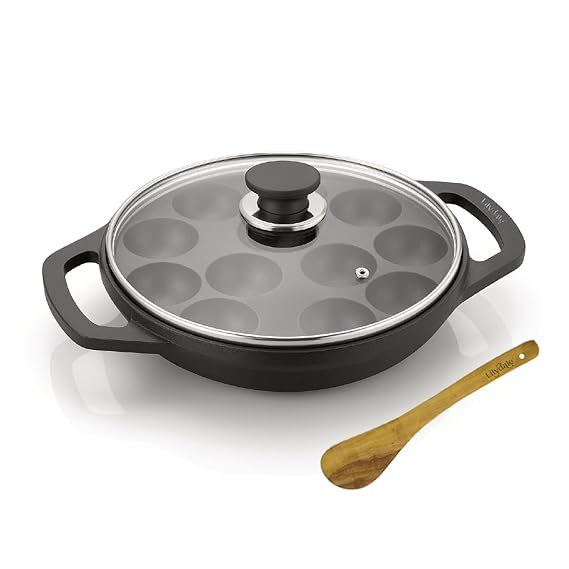 LILYDALE APPAM PATRA 12PIT WITH GLASS LID 205MM